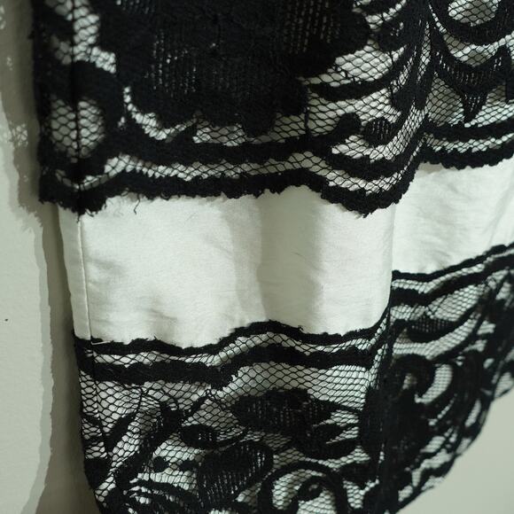 The limited Womens Sheath Dress Floral Lace Sleeveless Black White Size 10 - Picture 3 of 10